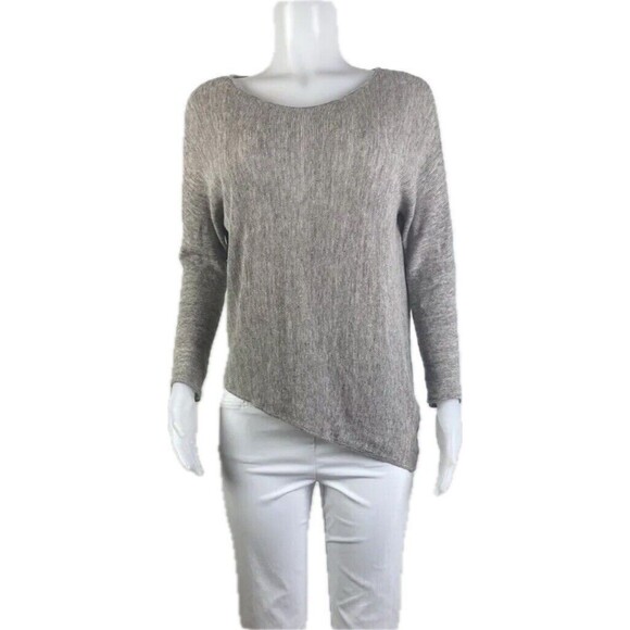F. Eileen Fisher Linen Top Size S Multicolor Gray Blouse Long Shirt - Picture 1 of 5